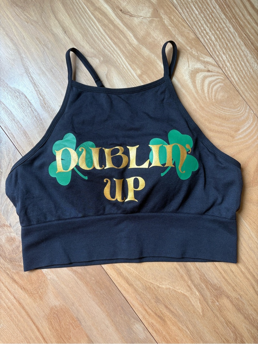 St. Patrick’s Day “Dublin Up” Graphic Bralette/sports bra - Size Small